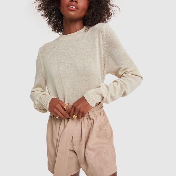 STUDIO NICHOLSON Washed Extra Fine Merino Crew Neck Essential Sweater in Dove - Picture 5 of 8